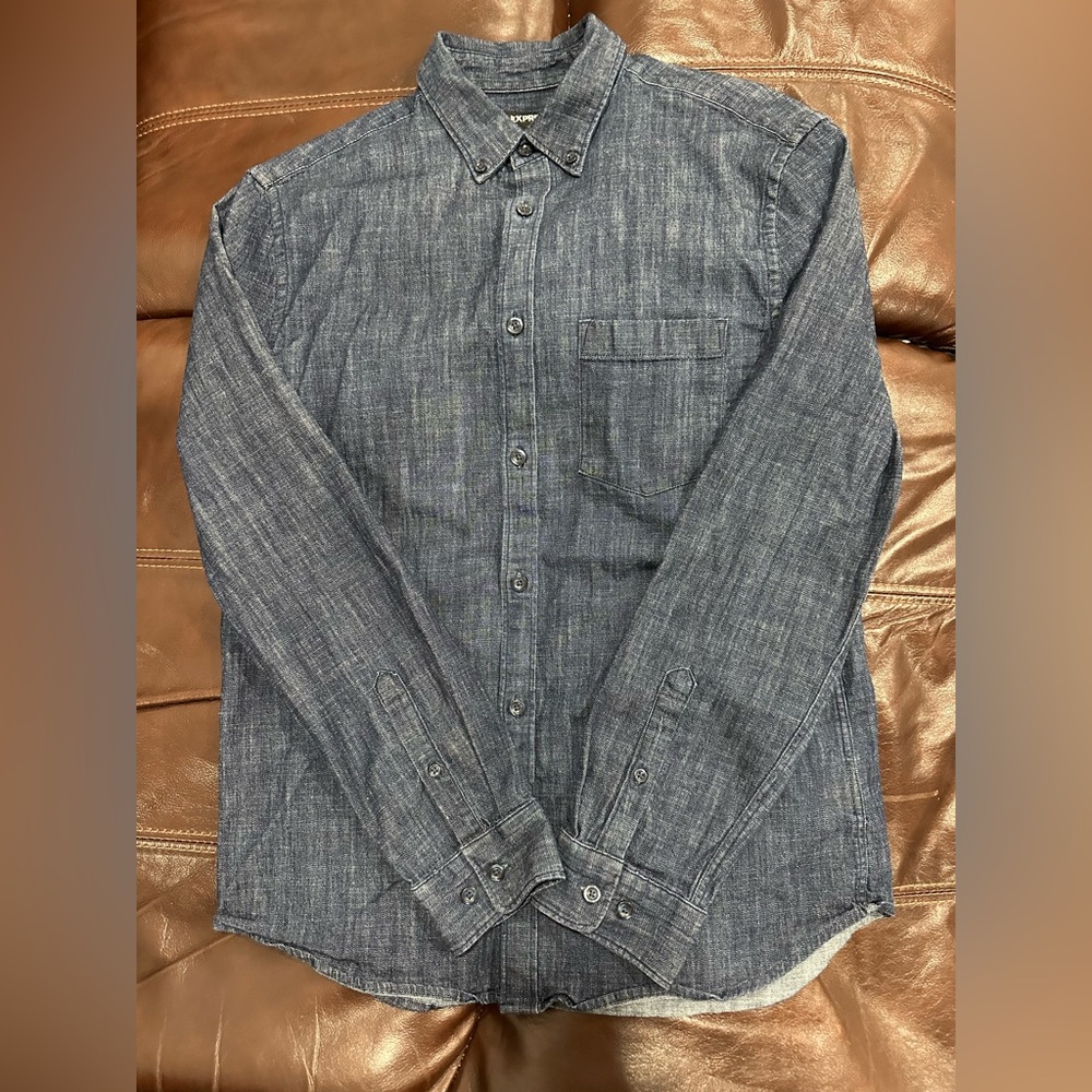 Express Casual Gray Button Down Shirt